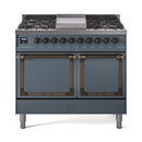 ILVE Nostalgie II Noblesse 40″ Dual Fuel Freestanding Range 6 Sealed Burners + Griddle with Solid Door - UND40FQNMP