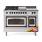 ILVE Nostalgie II Noblesse 48" Dual Fuel Freestanding Range 5 Sealed Burners + Griddle + French Top with Triple Glass Door - UN48FSNMP