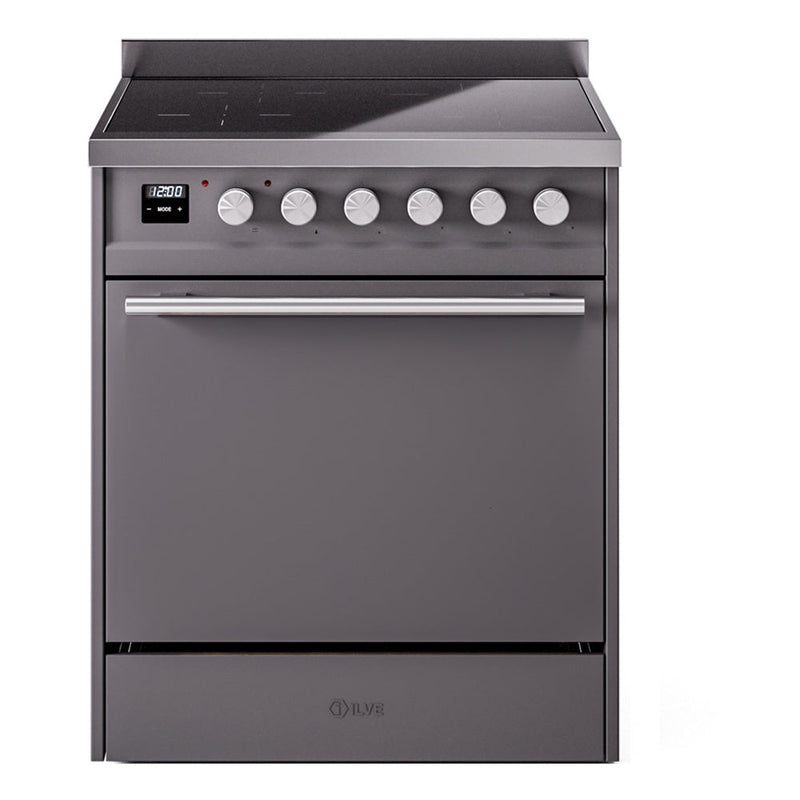 ILVE Professional Plus II 30" Electric Range with 4 Induction Elements Solid Door with Stainless Steel knobs - UPI304QMP