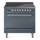 ILVE Professional Plus II 36" Electric Range with 6 Induction Elements Solid Door with Stainless Steel knobs - UPI366QMP