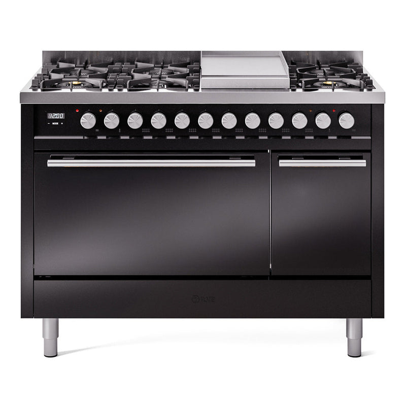 ILVE Professional Plus II 48" Dual Fuel Range 8 Sealed Burners with Solid Door - UP48FQMP