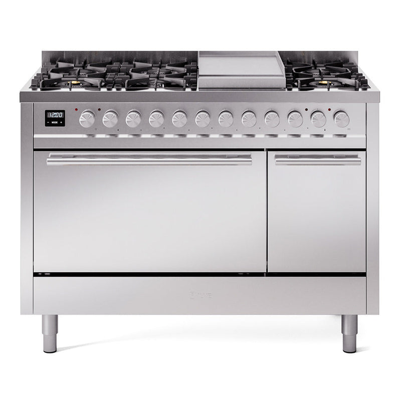 ILVE Professional Plus II 48" Dual Fuel Range 8 Sealed Burners with Solid Door - UP48FQMP