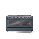ILVE Professional Plus II 60 Inch Dual Fuel Freestanding Range in Stainless Steel with Trim - UP60FSWMP