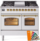 ILVE 40" Nostalgie II Series Freestanding Double Oven Dual Fuel Range with 6 Sealed Burners and Griddle - UPD40FNMP