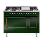 ILVE Nostalgie II Noblesse 48" Dual Fuel Freestanding Range 8 Sealed Burners + Griddle with Solid Door - UN48FQNMP