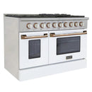 Kucht 46-in 8 Burners 4.2-cu ft / 2.5-cu ft Convection Oven Freestanding Double Oven Dual Fuel Range - KDF482-W-K