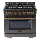 KUCHT Gemstone Professional 36-Inch 5.2 Cu. Ft. Dual Fuel Range with Sealed Burners and Convection Oven - KED364