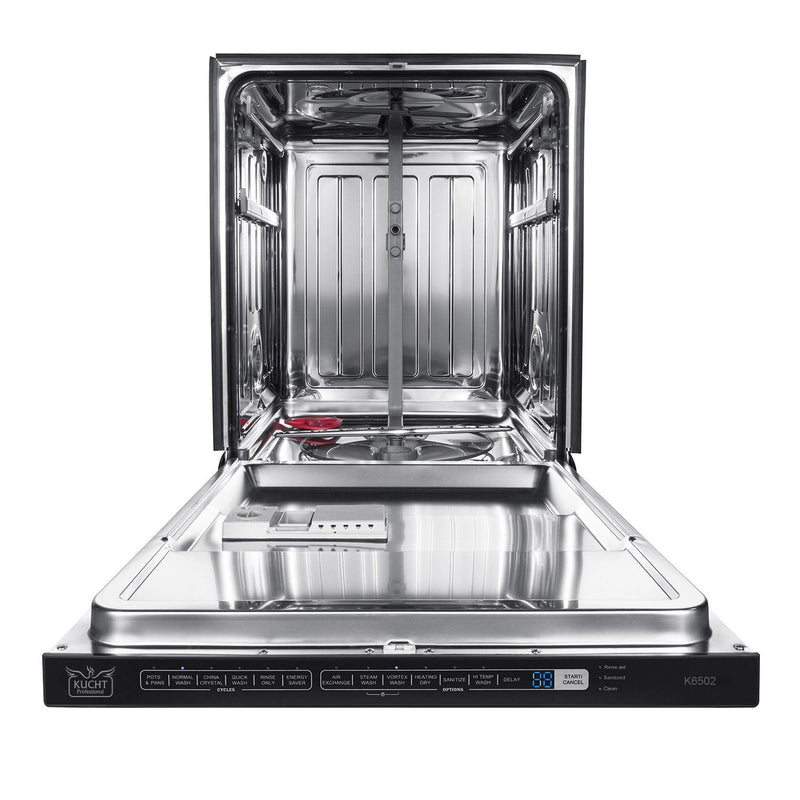 Kucht 4-Piece Appliance Package - 48-Inch Gas Range, Refrigerator, Under Cabinet Hood, & Dishwasher in Stainless Steel