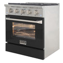 Kucht 30-Inch 4.2 Cu. Ft. Gas Range - Sealed Burners and Convection Oven in Black KNG301-K