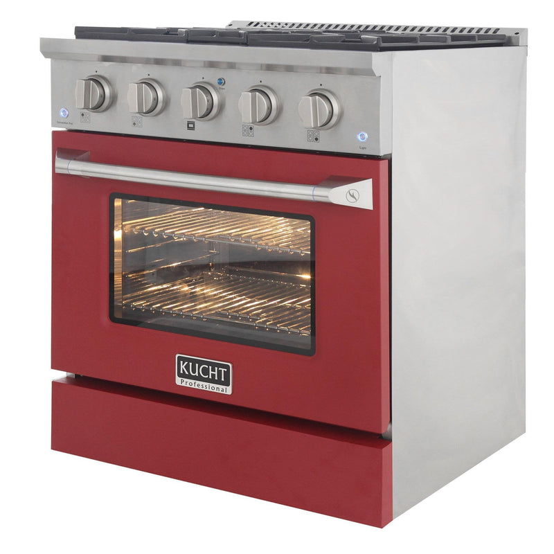 Kucht 30-Inch 4.2 Cu. Ft. Gas Range - Sealed Burners and Convection Oven in Red KNG301-R