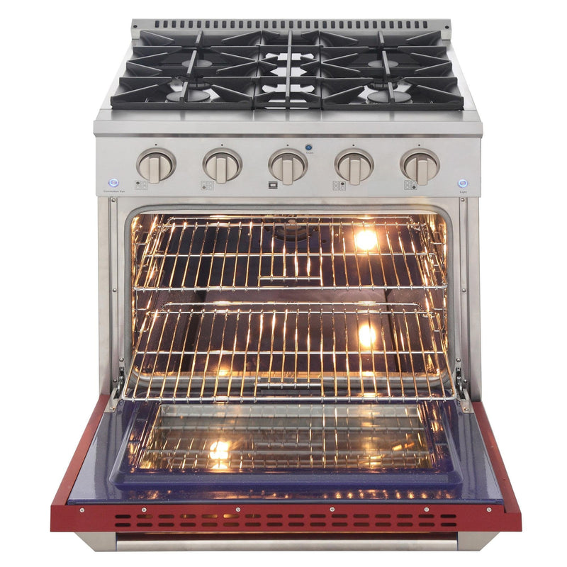 Kucht 30-Inch 4.2 Cu. Ft. Gas Range - Sealed Burners and Convection Oven in Red KNG301-R