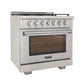Kucht 5-Piece Appliance Package - 36-Inch Gas Range, Refrigerator, Under Cabinet Hood, Dishwasher, & Microwave Oven in Stainless Steel