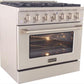 Kucht Professional 36 in. 5.2 cu ft. Natural Gas Range, Range Hood, Dishwasher & Microwave Drawer Package, AP-KNG361-S-4