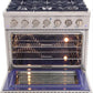 Kucht Professional 36 in. 5.2 cu ft. Natural Gas Range, Range Hood, Dishwasher & Microwave Drawer Package, AP-KNG361-S-4