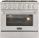 Kucht Professional 36 in. 5.2 cu ft. Natural Gas Range, Range Hood, Microwave Drawer & Dishwasher Package, AP-KNG361-S-8