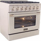 Kucht Professional 36 in. 5.2 cu ft. Natural Gas Range, Range Hood, Microwave Drawer & Dishwasher Package, AP-KNG361-S-8