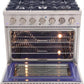 Kucht Professional 36 in. 5.2 cu ft. Natural Gas Range, Range Hood, Microwave Drawer & Dishwasher Package, AP-KNG361-S-8