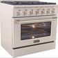 Kucht Professional 36 in. 5.2 cu ft. Natural Gas Range, Range Hood & Microwave Drawer Package, AP-KNG361-S-3
