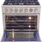 Kucht Professional 36 in. 5.2 cu ft. Natural Gas Range, Range Hood & Microwave Drawer Package, AP-KNG361-S-3