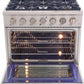 Kucht Professional 36 in. 5.2 cu ft. Natural Gas Range, Range Hood & Microwave Drawer Package, AP-KNG361-S-7