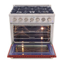 Kucht 36-Inch 5.2 Cu. Ft. Gas Range - Sealed Burners and Convection Oven in Red KNG361-R