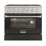 Kucht 36-Inch 5.2 Cu. Ft. Range - Sealed Burners and Convection Oven in Black KNG361-K