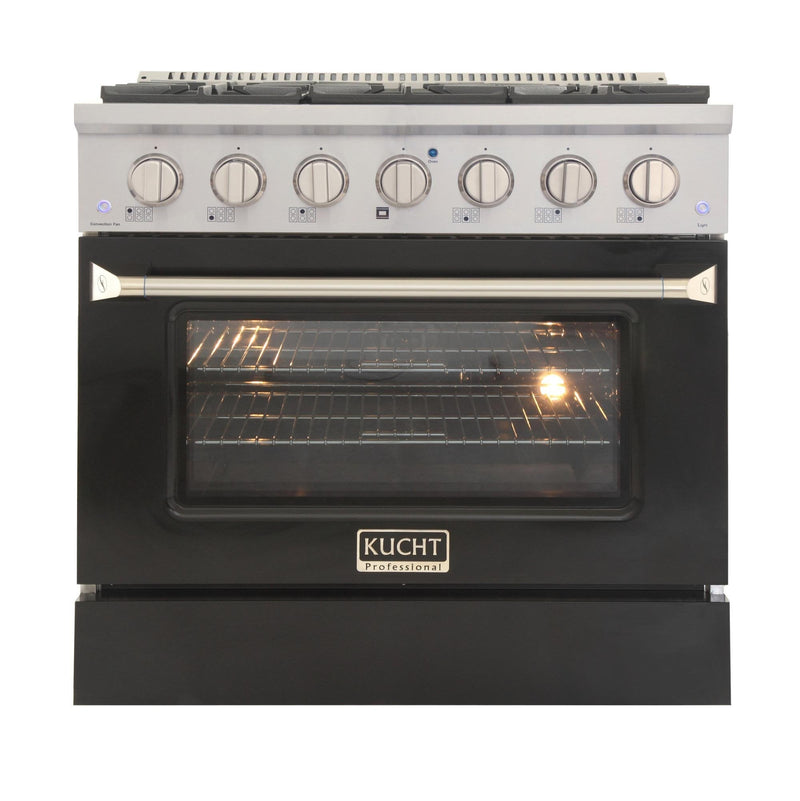 Kucht 36-Inch 5.2 Cu. Ft. Range - Sealed Burners and Convection Oven in Black KNG361-K