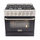 Kucht 36-Inch 5.2 Cu. Ft. Range - Sealed Burners and Convection Oven in Black KNG361-K