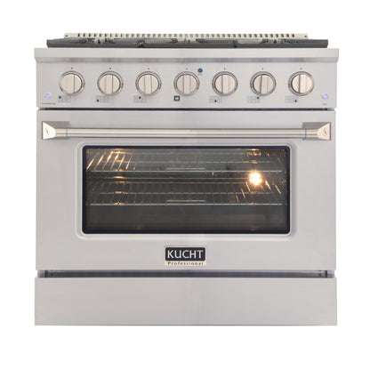 Kucht 36-Inch 5.2 Cu. Ft. Range - Sealed Burners and Convection Oven in Stainless Steel KNG361-S