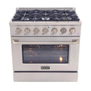 Kucht 36-Inch 5.2 Cu. Ft. Range - Sealed Burners and Convection Oven in Stainless Steel KNG361-S