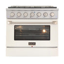Kucht 36-Inch 5.2 Cu. Ft. Range - Sealed Burners and Convection Oven in White KNG361-W