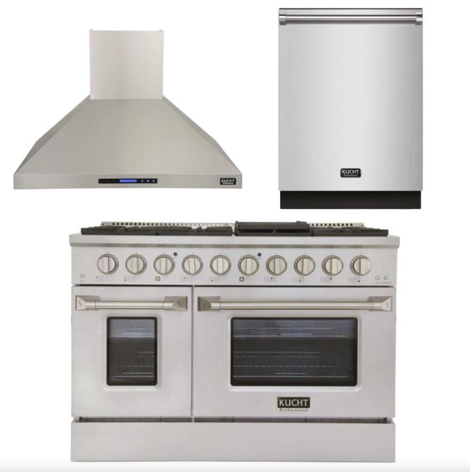 Kucht Professional 48 in. 6.7 cu ft. Natural Gas Range, Range Hood & Dishwasher Package, AP-KNG481-S-2