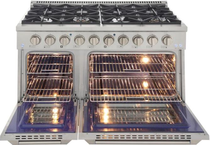 Kucht Professional 48 in. 6.7 cu ft. Natural Gas Range, Range Hood, Microwave Drawer, Dishwasher Package, AP-KNG481-S-4