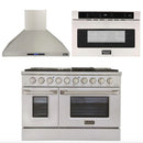 Kucht Professional 48 in. 6.7 cu ft. Natural Gas Range, Range Hood & Microwave Drawer Package, AP-KNG481-S-3