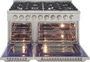 Kucht Professional 48 in. 6.7 cu ft. Natural Gas Range, Range Hood & Microwave Drawer Package, AP-KNG481-S-3