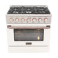 Kucht Signature 36 In. 5.2 cu ft. Natural Gas/Propane Gas Range with White and Black Door Gold/Rose Accents