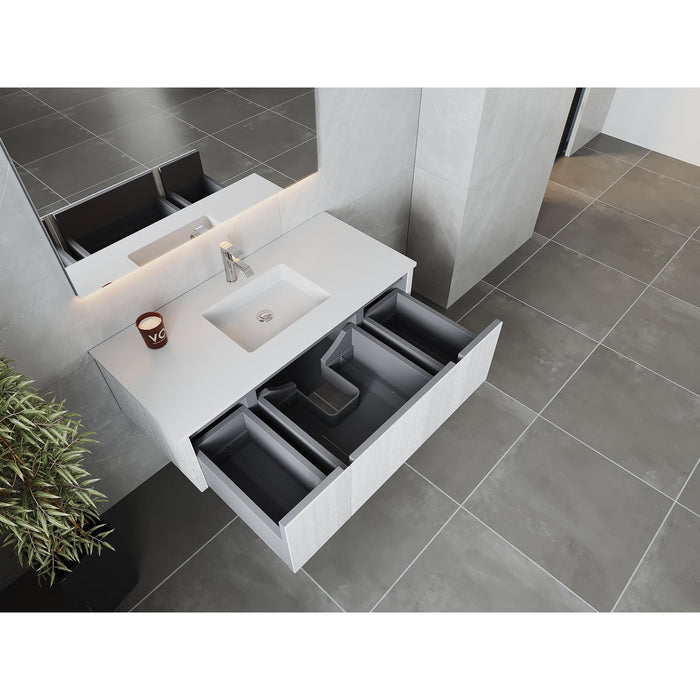 Laviva Legno 48" Alabaster White Bathroom Vanity with Matte White VIVA Stone Solid Surface Countertop 313LGN-48AW-MW