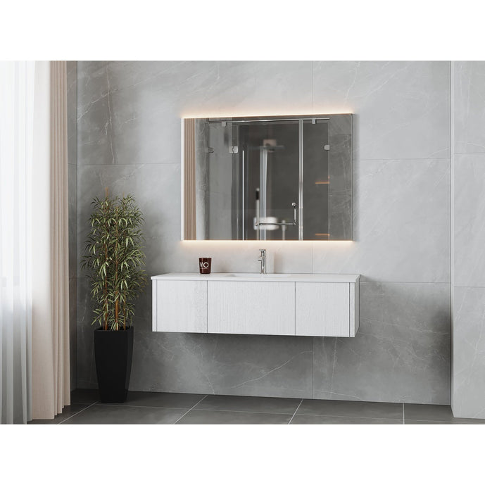 Laviva Legno 54" Alabaster White Bathroom Vanity with Matte White VIVA Stone Solid Surface Countertop 313LGN-54AW-MW