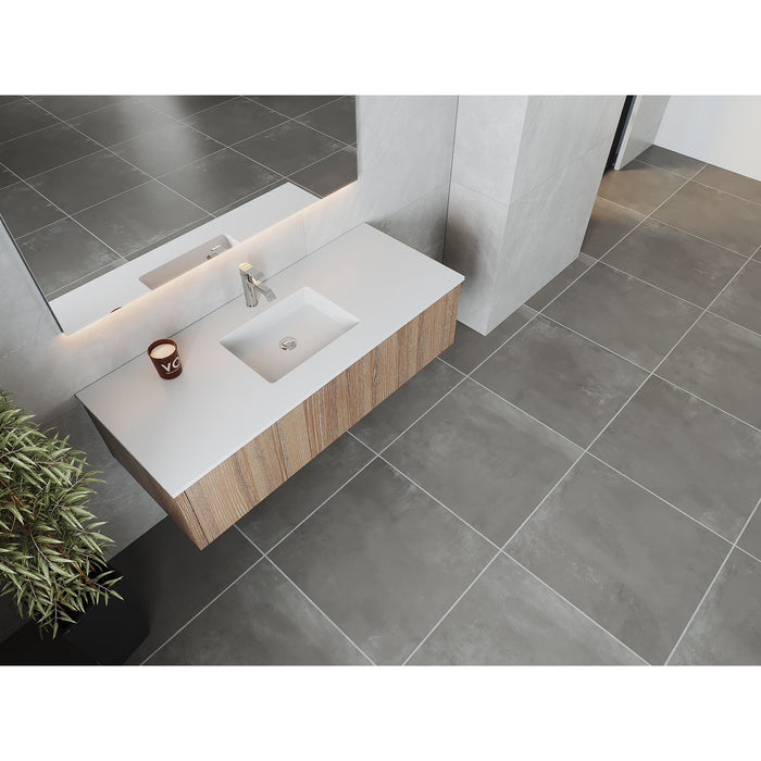 Laviva Legno 54" Weathered Grey Bathroom Vanity with Matte White VIVA Stone Solid Surface Countertop 313LGN-54WG-MW