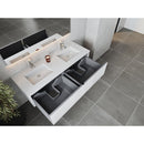 Laviva Legno 60" Alabaster White Double Sink Bathroom Vanity with Matte White VIVA Stone Solid Surface Countertop 313LGN-60DAW-MW