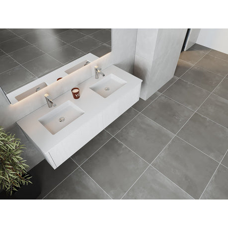 Laviva Legno 60" Alabaster White Double Sink Bathroom Vanity with Matte White VIVA Stone Solid Surface Countertop 313LGN-60DAW-MW