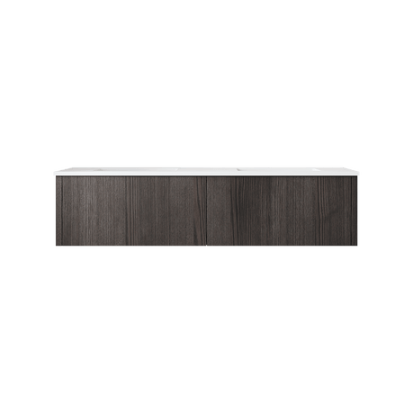 Laviva Legno 60" Carbon Oak Double Sink Bathroom Vanity with Matte White VIVA Stone Solid Surface Countertop 313LGN-60DCR-MW