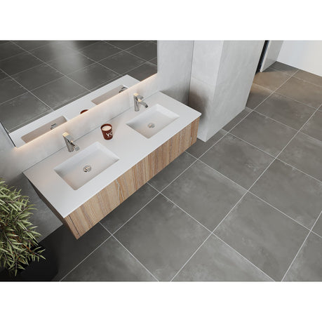 Laviva Legno 60" Weathered Grey Double Sink Bathroom Vanity with Matte White VIVA Stone Solid Surface Countertop 313LGN-60DWG-MW