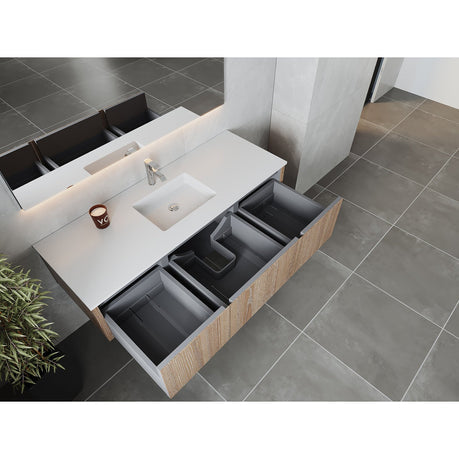 Laviva Legno 60" Weathered Grey Single Sink Bathroom Vanity with Matte White VIVA Stone Solid Surface Countertop 313LGN-60CWG-MW
