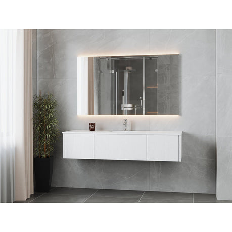 Laviva Legno 66" Alabaster White Bathroom Vanity with Matte White VIVA Stone Solid Surface Countertop 313LGN-66AW-MW