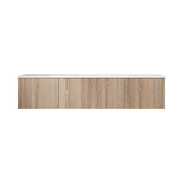 Laviva Legno 66" Weathered Grey Bathroom Vanity with Matte White VIVA Stone Solid Surface Countertop 313LGN-66WG-MW