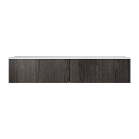 Laviva Legno 72" Carbon Oak Double Sink Bathroom Vanity with Matte White VIVA Stone Solid Surface Countertop 313LGN-72DCR-MW