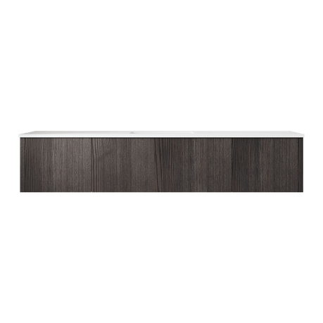 Laviva Legno 72" Carbon Oak Single Sink Bathroom Vanity with Matte White VIVA Stone Solid Surface Countertop 313LGN-72CCR-MW