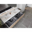 Laviva Legno 72" Weathered Grey Double Sink Bathroom Vanity with Matte White VIVA Stone Solid Surface Countertop 313LGN-72DWG-MW