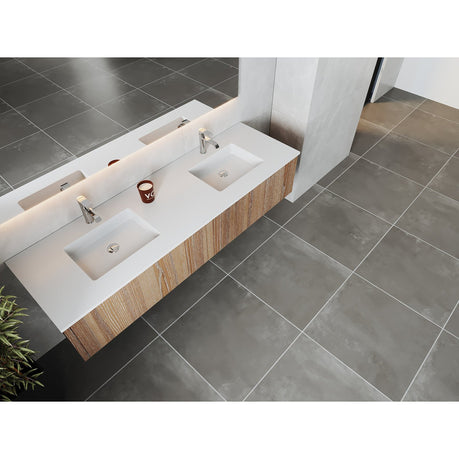 Laviva Legno 72" Weathered Grey Double Sink Bathroom Vanity with Matte White VIVA Stone Solid Surface Countertop 313LGN-72DWG-MW